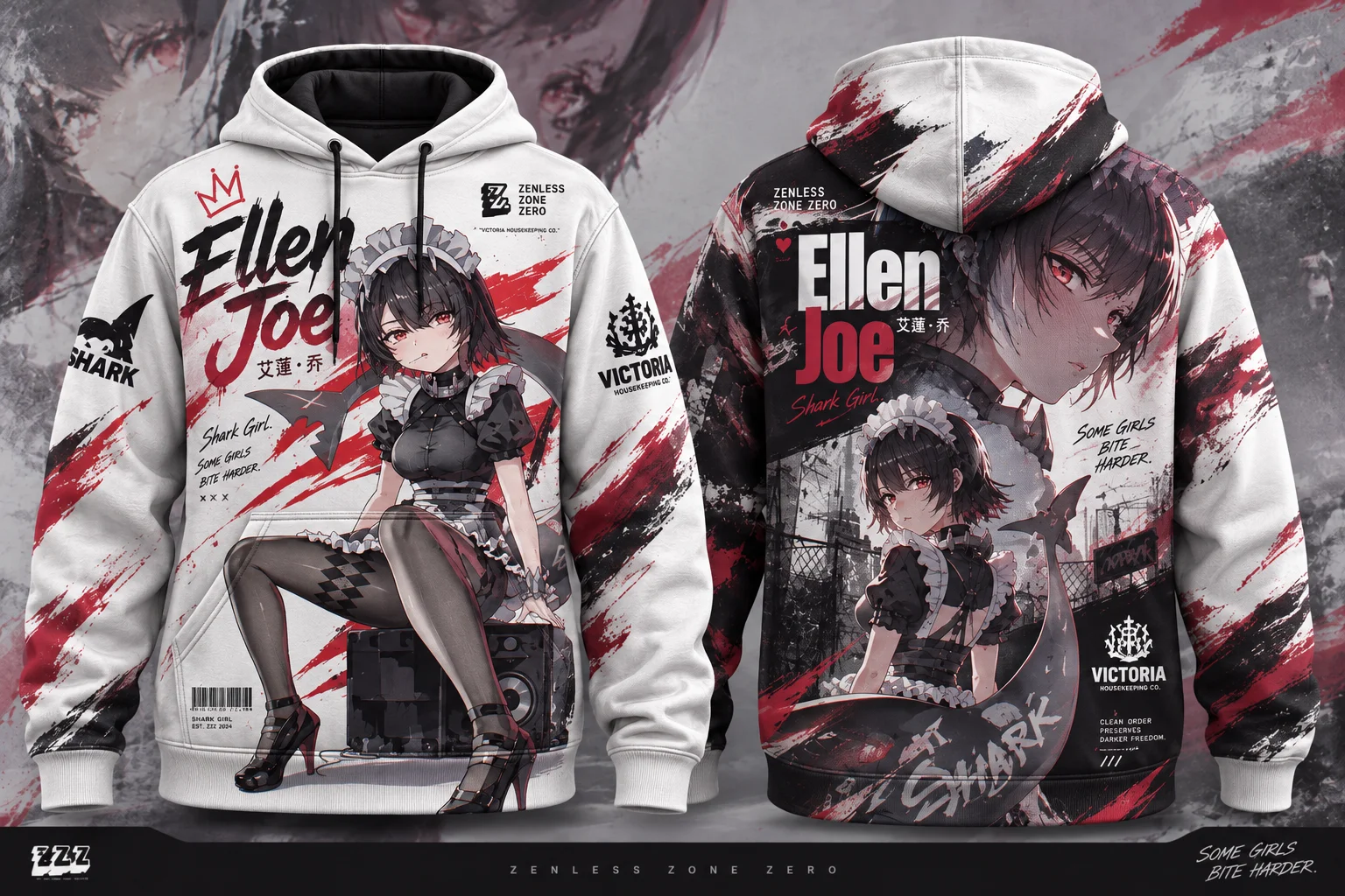 Ellen Joe Zenless Zone Zero3D Full Print Hoodie Double Sided Game Portrait Graphic Unisex Men Women Streetwear Casual Sweatshirt