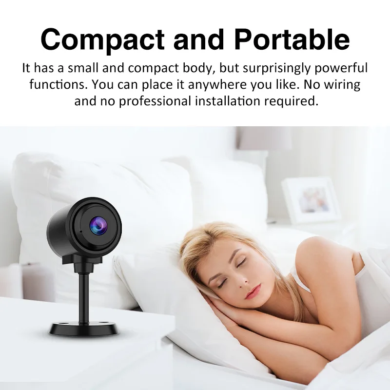 WiFi Security Camera 1080P Mini Smart HD Night Vision IP Webcam Home Motion Detection Alerts Bluetooth Network Surveillance Cam
