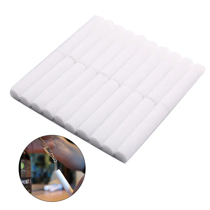 New 20Pcs Nasal Inhaler Replacement Cotton Wicks Aromatherapy Inhaler Refill Wick Stick Package,
