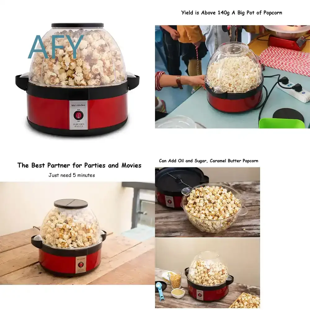 Household Popcorn Maker Machine for DIY Popcorn Making High-end Oil Sugar Popcorn Machine Bakeware Removable Washable Kitchen