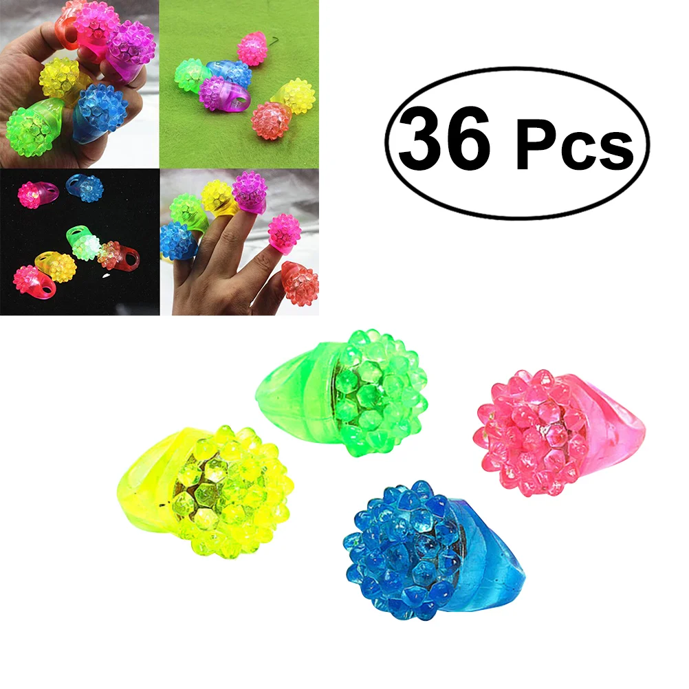 

36 Pcs Creative Flashing LED Bumpy Ring Blinking LED Ring Lights LED rings finger toys blinking toys