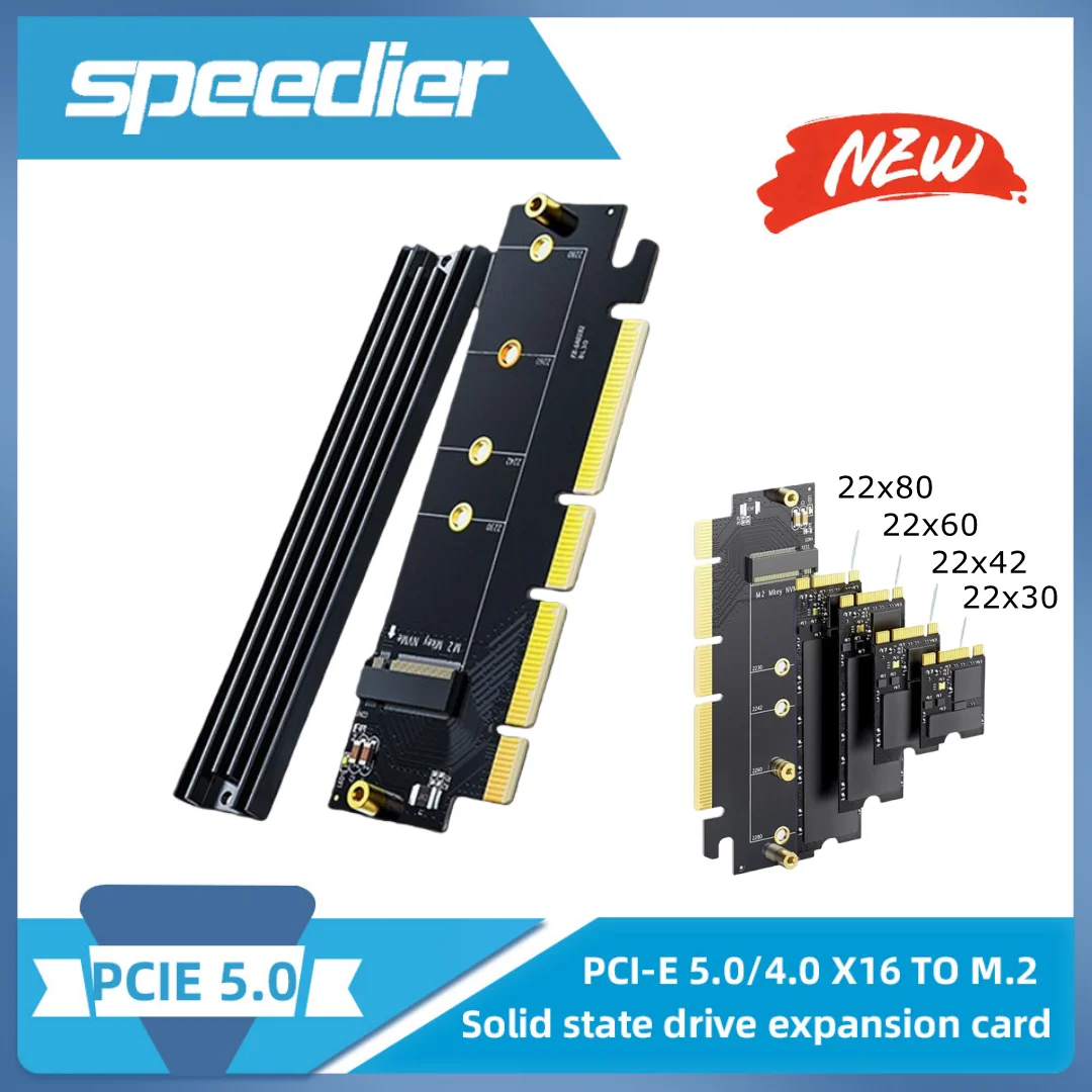 PCIE 5.0 X16 SSD Adapter Expansion Card M.2 Supports GEN5 Compatible GEN3/GEN4 Low Size 128Gbps