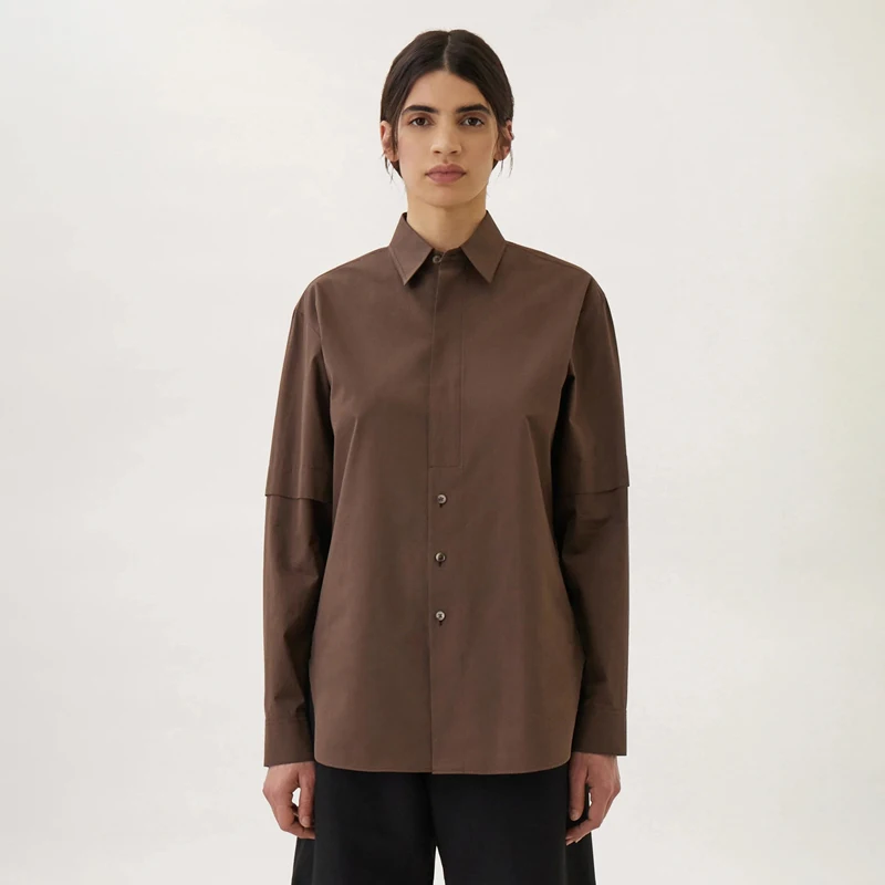 

Элегантная офисная женская рубашка с длинным рукавом на пуговицах, однотонная, с квадратным воротником, изысканный дизайн