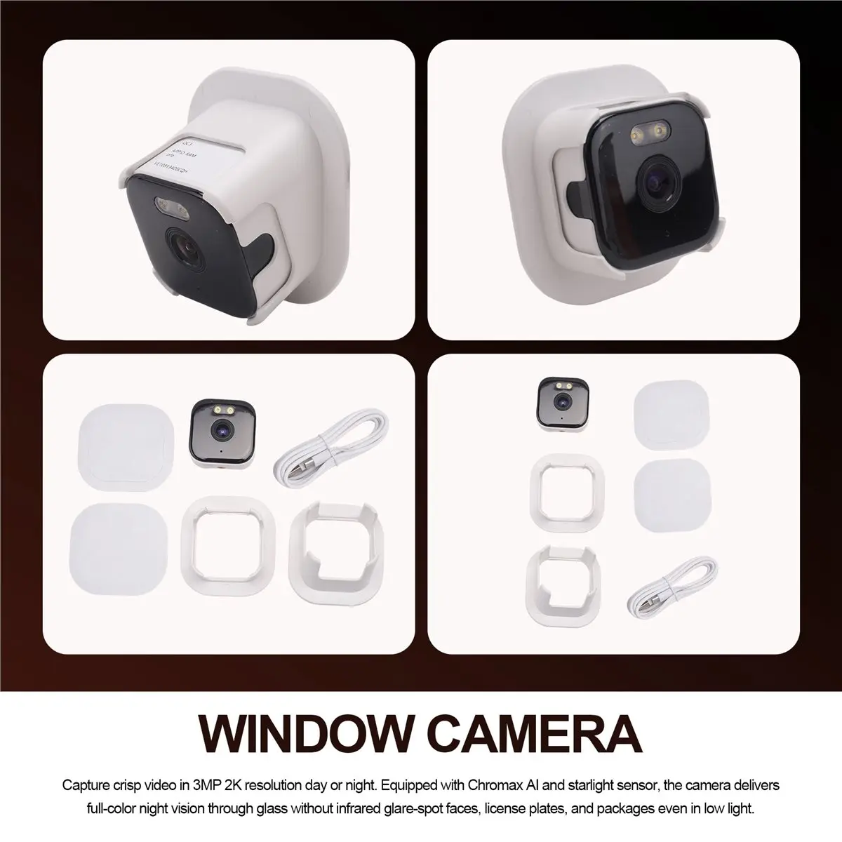 A10R 3MP 2K Window Camera with Color Night Vision,Dual Band WiFi 2.4GHz 5GHz Home Security Camera Motion & Human Detection