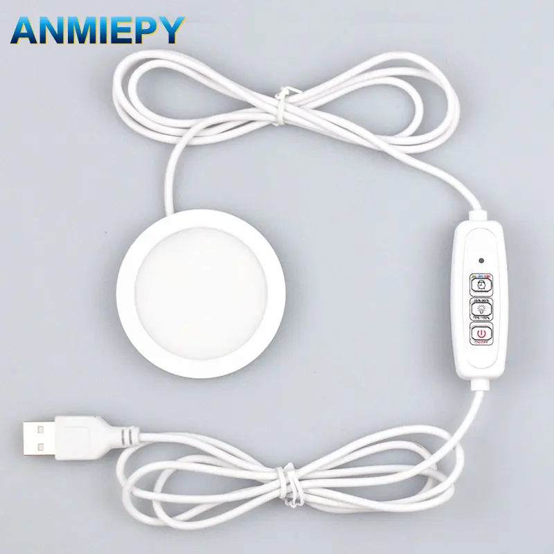LED Time Control Under Cabinet Light USB 5V 3W 5W 7W Spotlight Surface Mounted Mini Circular Ceiling Portable Lamp