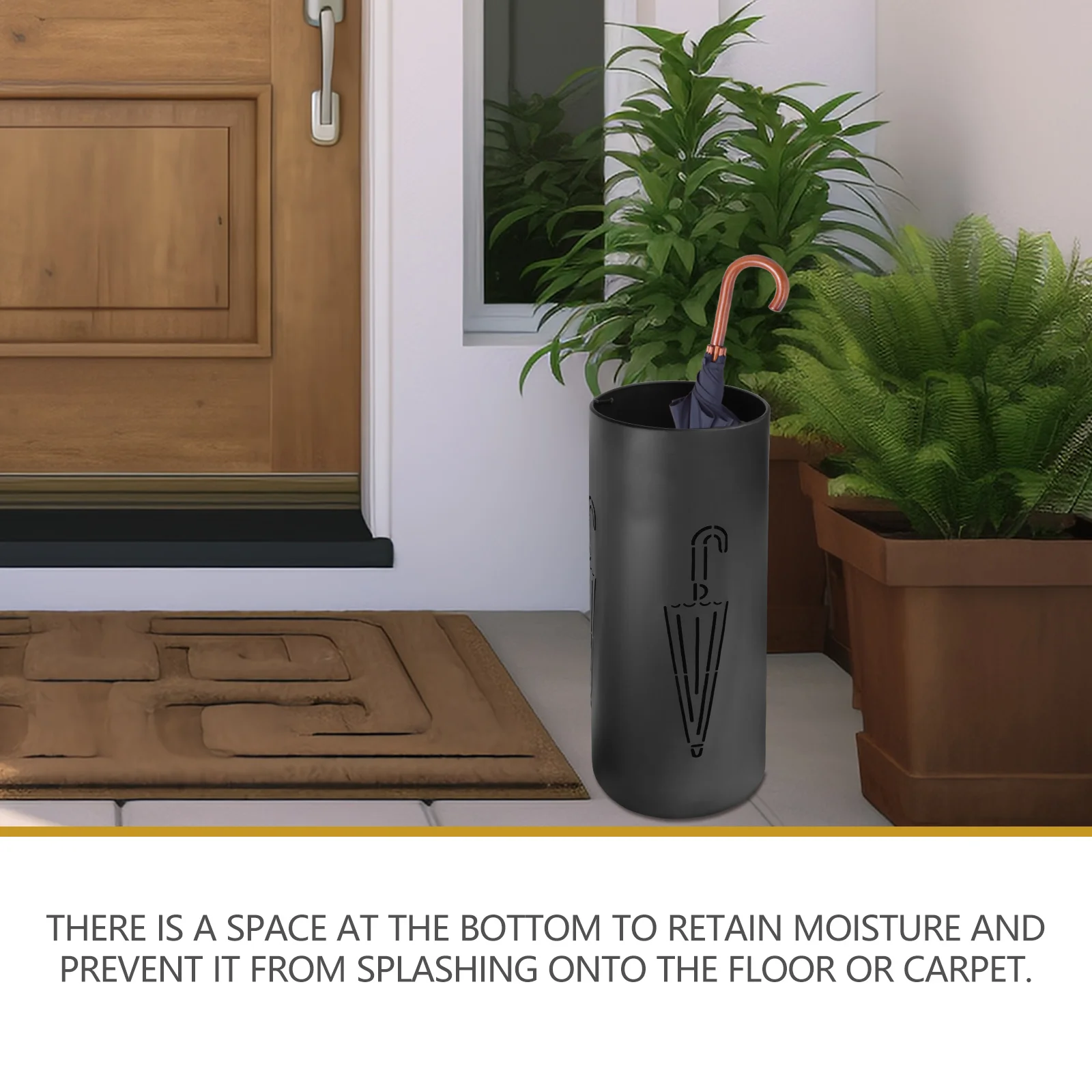 

Large Capacity Iron Stand For Entryway Home Storage Rack Round Metal Organizer With Water Retention Base Household Umbrella