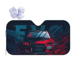 EVO Sports Car Lancer Evolution Universal Sunshade Windscreen 76x140cm Foils Sunshade Visor Car-covers