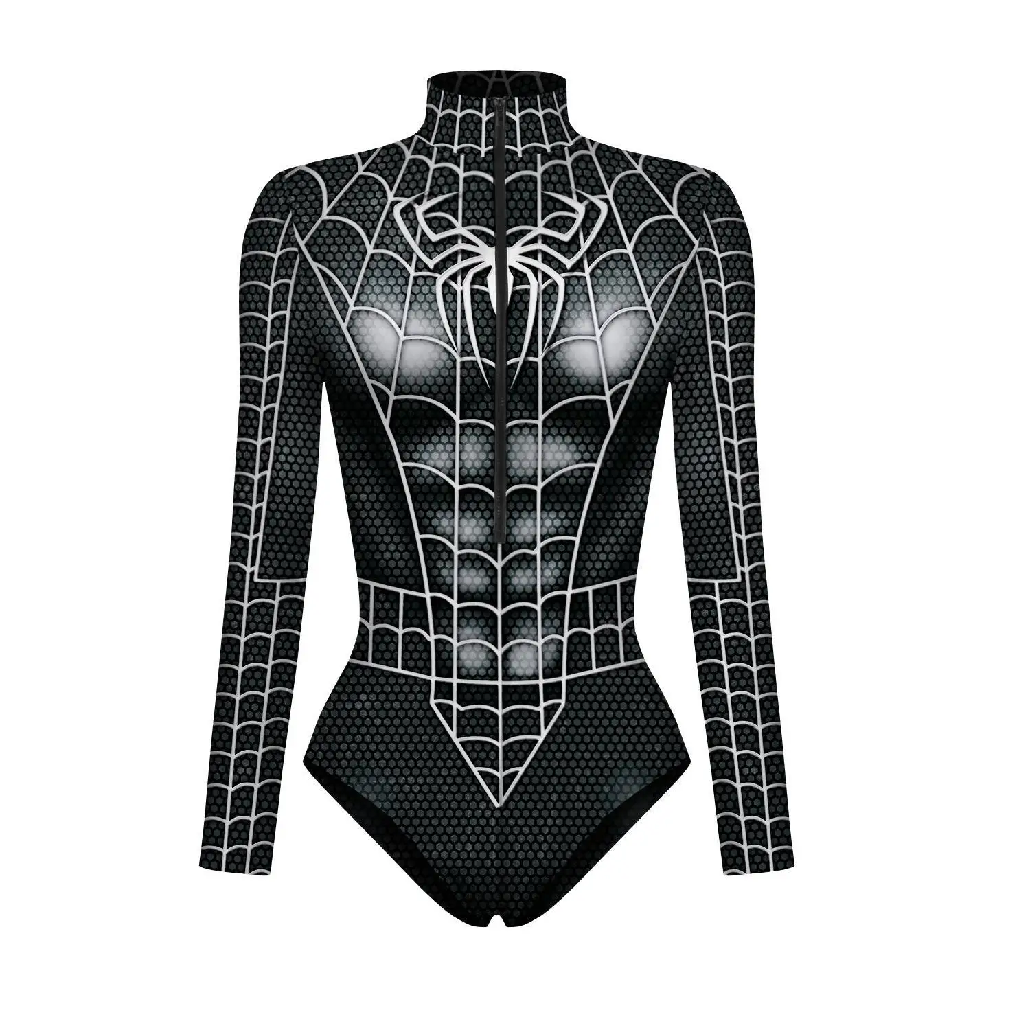 New Robot Armor Jumpsuit 3D Digital Print Women Long Sleeve Zipper Bodysuit Halloween Beach Party Cosplay Zentai Costume