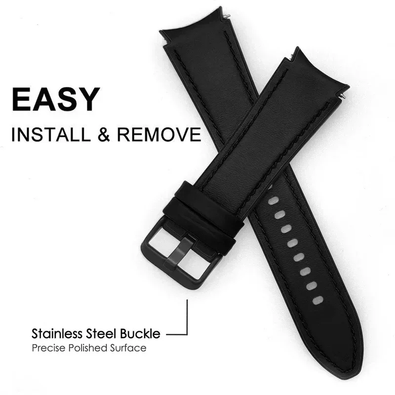 Pop Silicone+Leather Strap For Samsung Galaxy Watch 7 6 4 5 40mm 44mm Band 6Classic 47 43mm 46mm 5Pro Replacement Correa Bracele