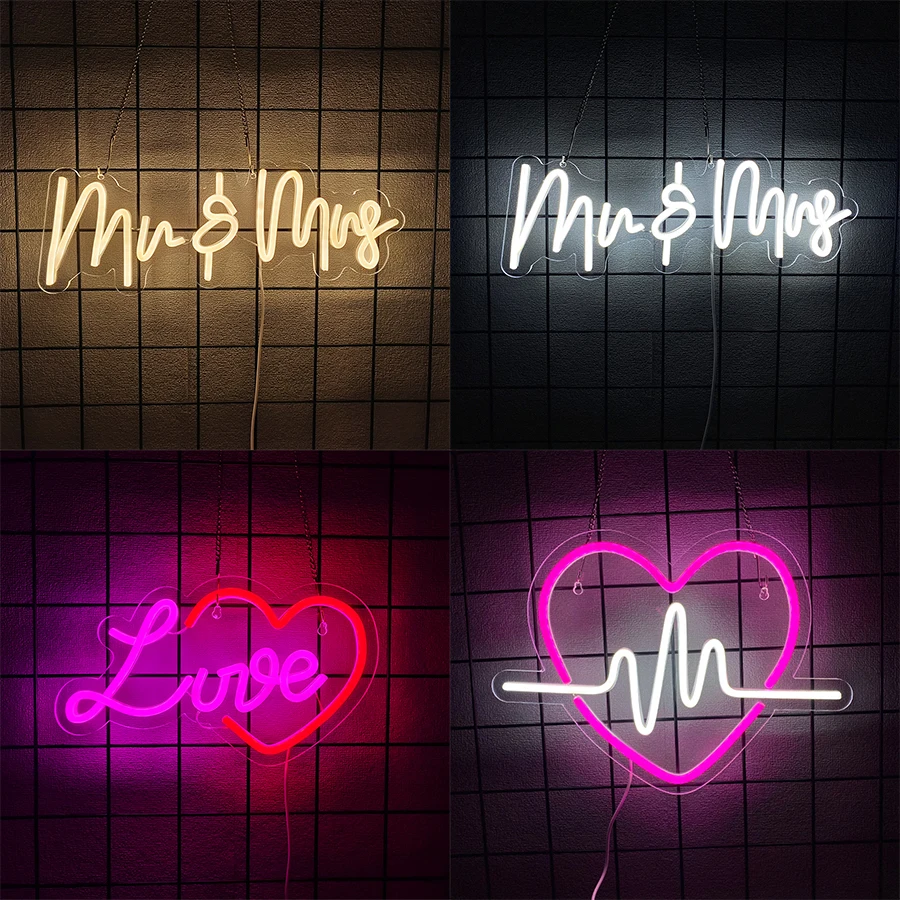 Mr And Mrs Led Neon Wedding Background Wall Decor Signs, Suitable For Bedroom Home Proposal Party Anniversary Art Wall Lamp.