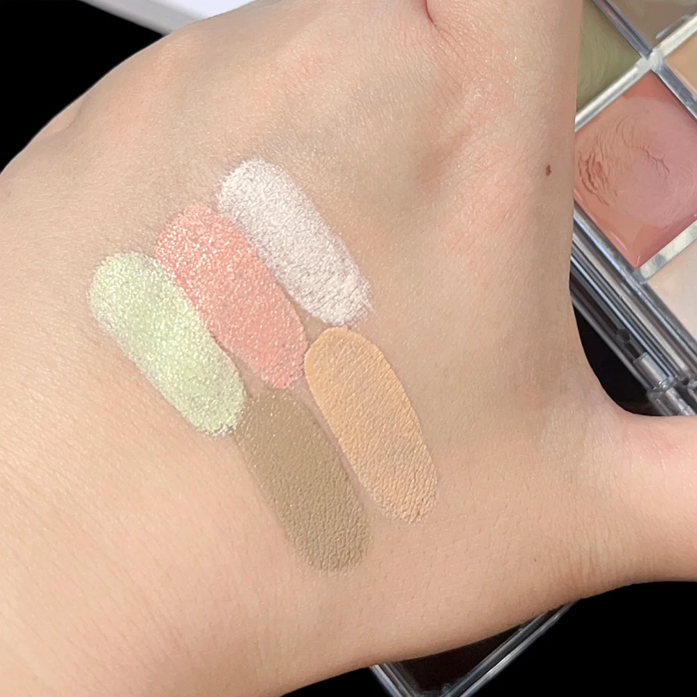 5 Colors Green Concealer Cream Palette Waterproof Full Coverage Covers Acne Mark Dark Circles Brighten Face Base Makeup Cosmetic