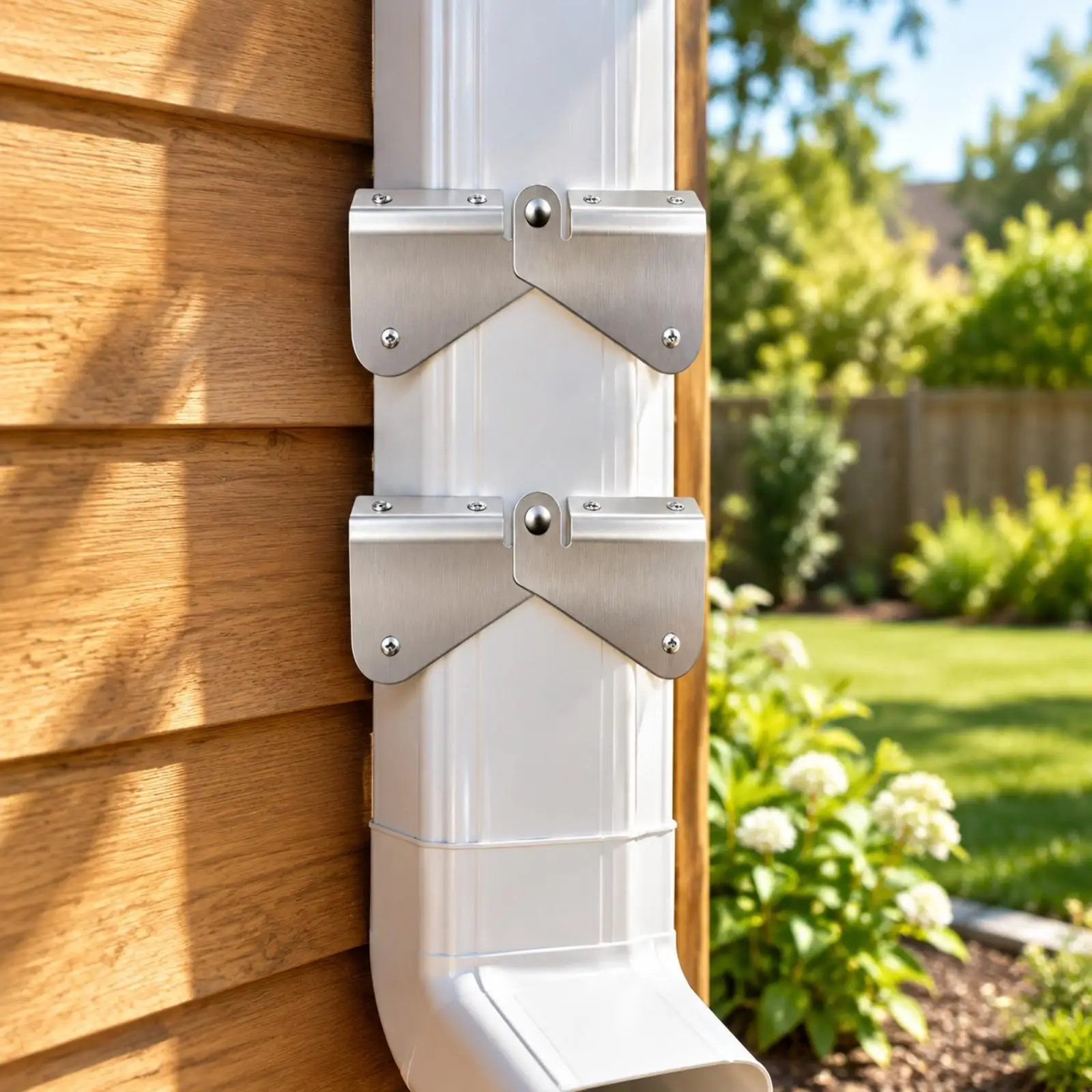 2 Pieces Hinged Downspout Extension Bracket Brushed Metal Downspout Extension Bracket with Screws Hinge with Mounting Screws