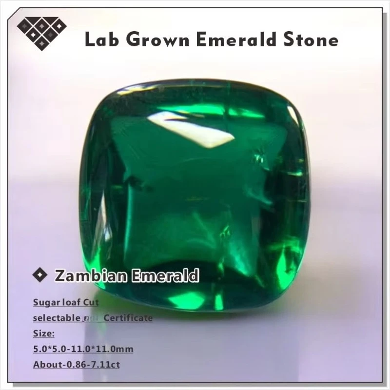 Lab Grown Zambian Emeralds Hydrothermal Sugar Loaf Cut High-Quality Emeralds Selectable Certificate