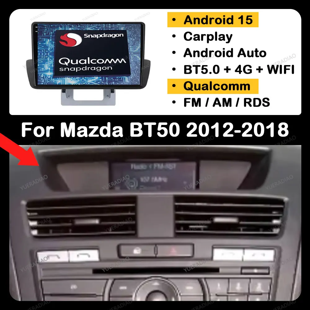 

Android 15 Car Radio For Mazda BT50 2012 - 2018 GPS NAVI 2DIN 4G LTE 5G WIFI Head Unit Multimedia Video Player BT Qualcomm QLED