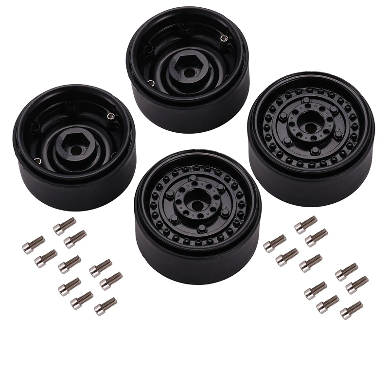 

TNKIG-4Pcs Metal 1.9Inch Beadlock Wheel Rim Hub For 1/10 Rc Crawler Car Axial Scx10 90046 Traxxas Trx4 Tf2 Rc4wd D90 D110