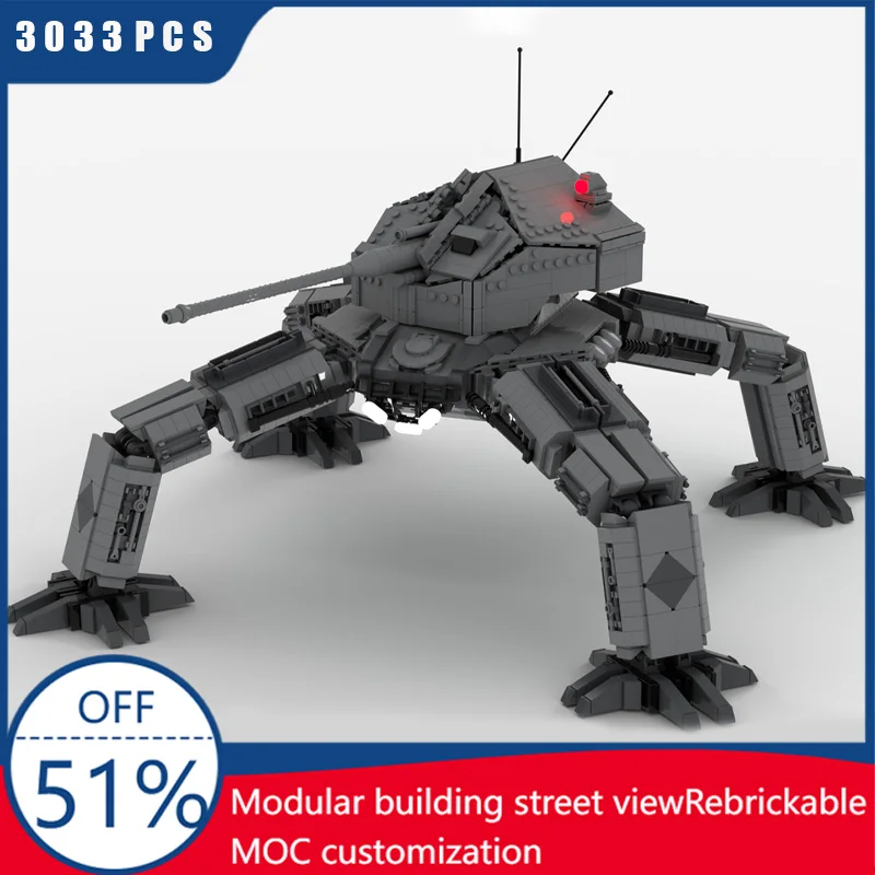 

New 3033Pcs Space Military Custom MOC Four Legged Walking Artillery Platform Model DIY Educational Surprise Toys Birthday Gift