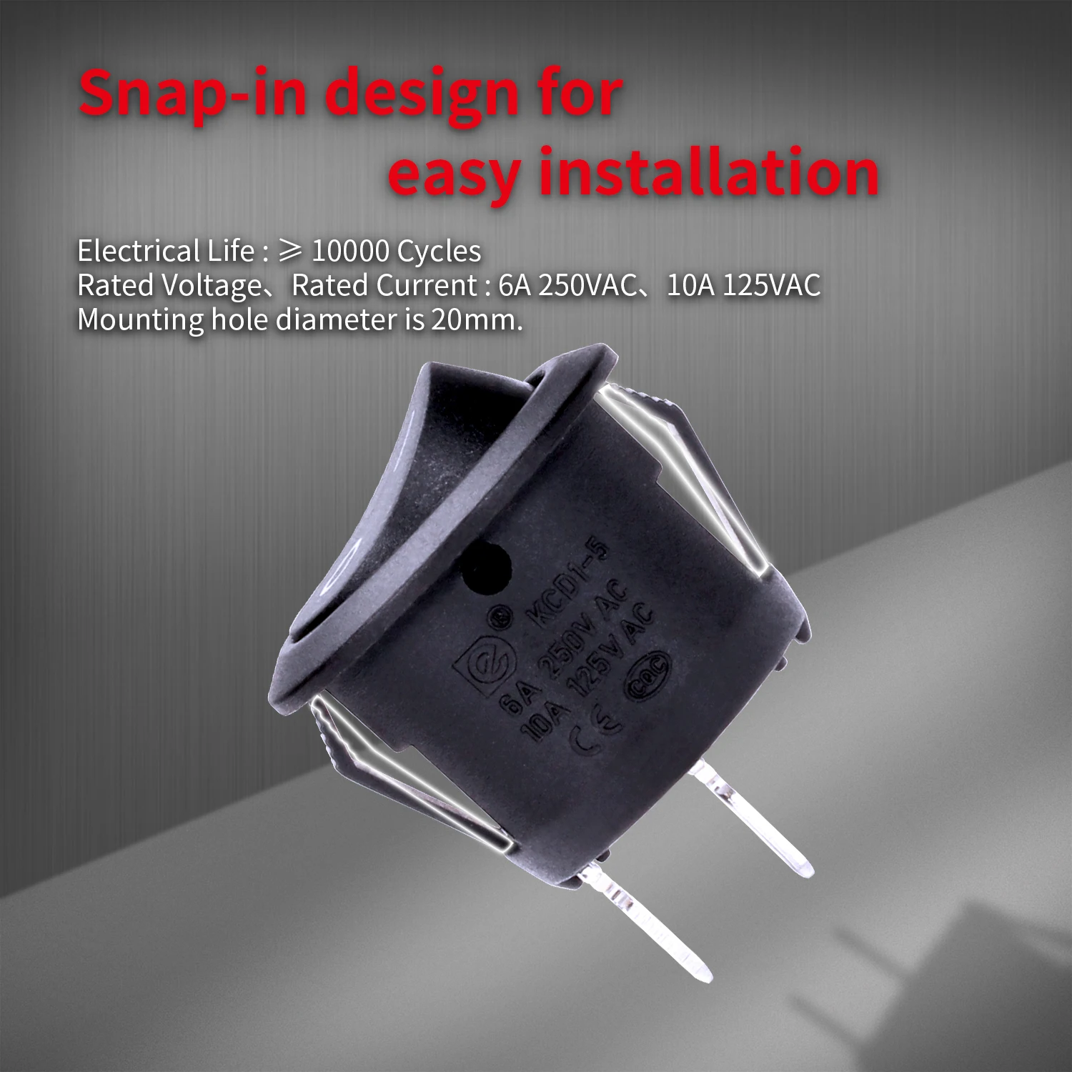 DaierTek 5PCS Round Rocker Switch ON Off SPST 20mm Mini Toggle Switch 12V for Car Automotive RV 2 Pin Switch 120V Wired KCD1
