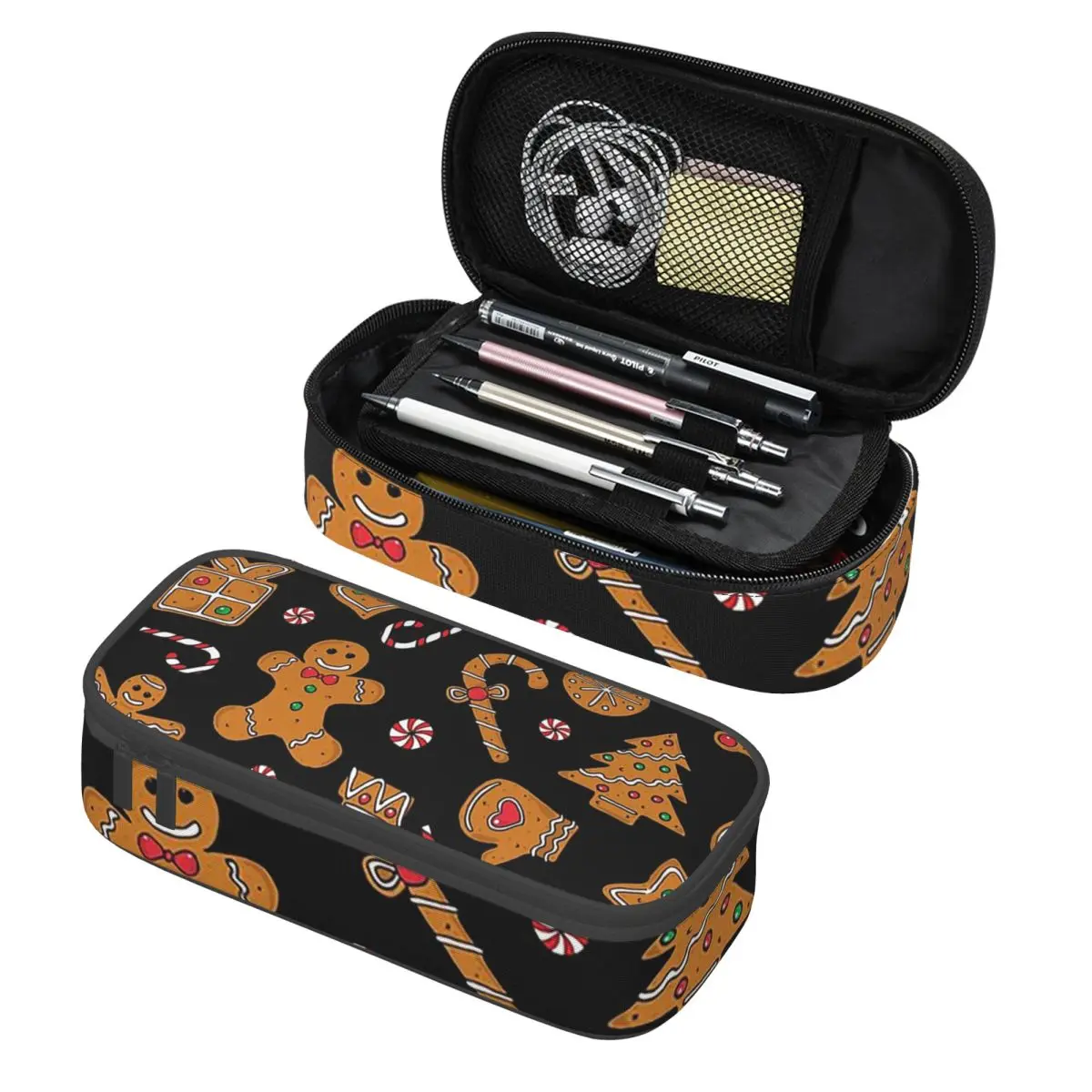

Gingerbread And Cookie Pattern Pencil Case Pen Holder Storage Stationery Supplies Big Capacity Pen Box Pencil Bag for Kids