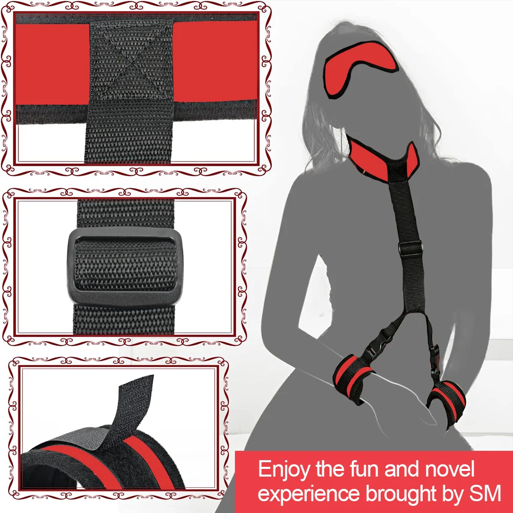 BDSM Kit Bondage Rope Open Leg Handcuffs Ankle Collar Leather Restraints Erotic Adult Games Sex Toys for Women Couple Games - Image 5