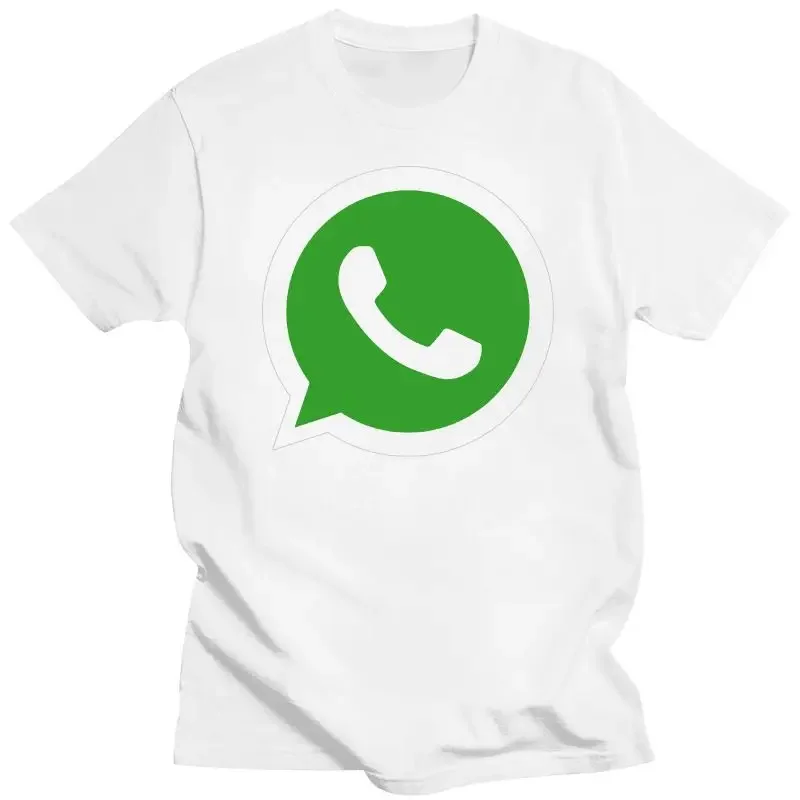 أزياء بسيطة Whatsapp شعار تي شيرت امرأة رجل الصيف أزياء عارضة القطن الجرافيك تي شيرت الشارع الشهير قمم المحملة