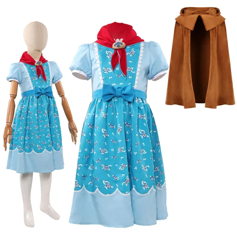 

Holly Wheeler Cosplay TV ST Costume Blue Fantasy Dress with Scarf Outfit Cloak Halloween Carnival Party Roleplay Disguise