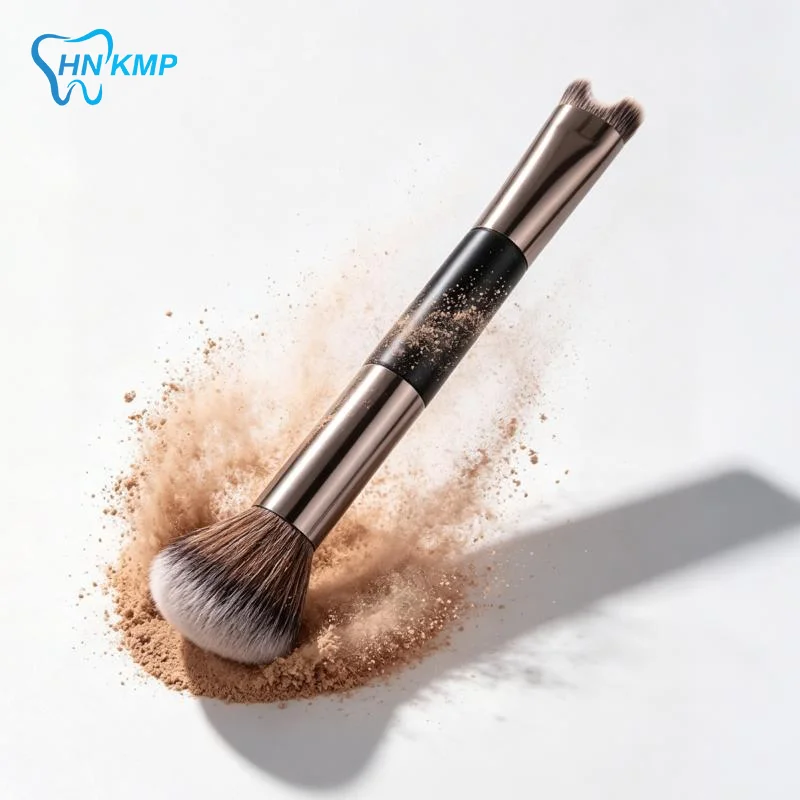 2-in-1 Nose Contour Brush U-Shaped Dual-End Non-Shedding Fiber Makeup Brush Portable Beauty Tool for Outdoor Makeup