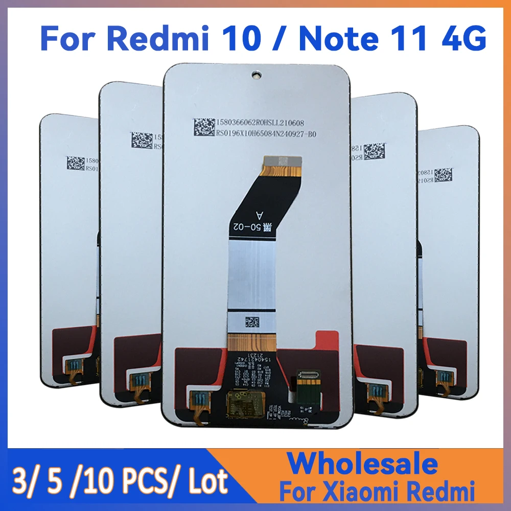 

Оптовая продажа, 3/5/10 шт., лот для Xiaomi Redmi Note 11, 4G, ЖК-экран с сенсорным креплением для Redmi 10, сменный дисплей