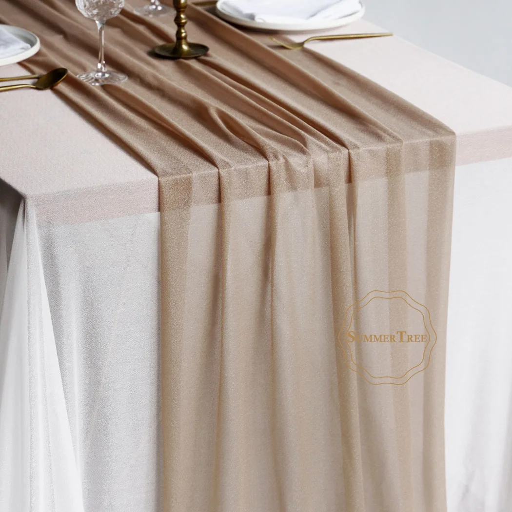 Sheer Table Runner Light Brown Khaki Elegant Wedding Rustic Mariage Princess Romantic Weddings and Fabulous Parties Decoration