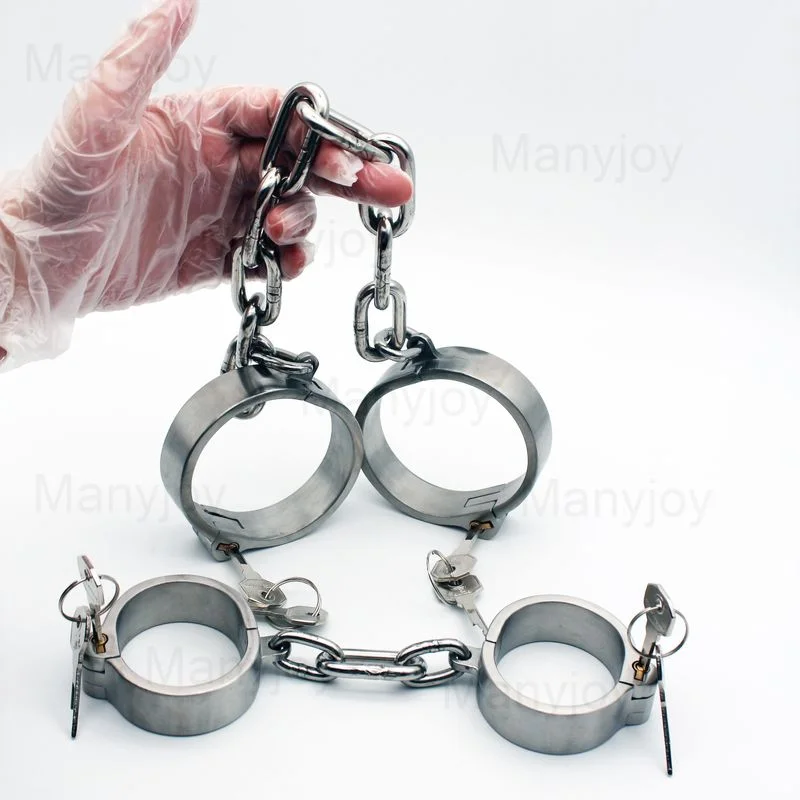 Heavy Duty Stainless Steel Collar Wrist Ankle Cuff Leg Irons Restraints Shackle Sm Role Play Sex Toys for Couples Bondage Kit