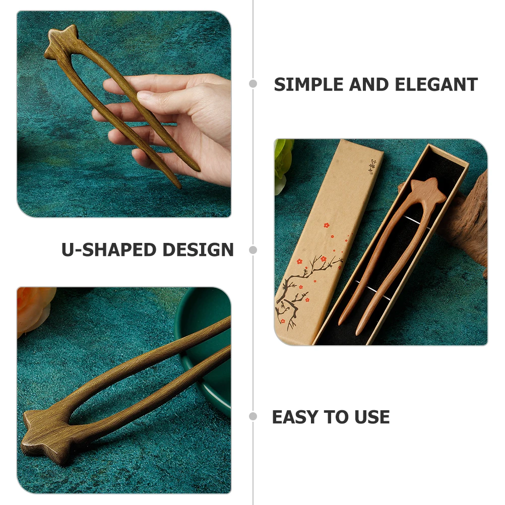 

Minimalist Wooden Hair Stick U Shaped Pin Smooth Edges Easy Slide Bun Chignon Elegant French Accessory Chinese Hair Sticks