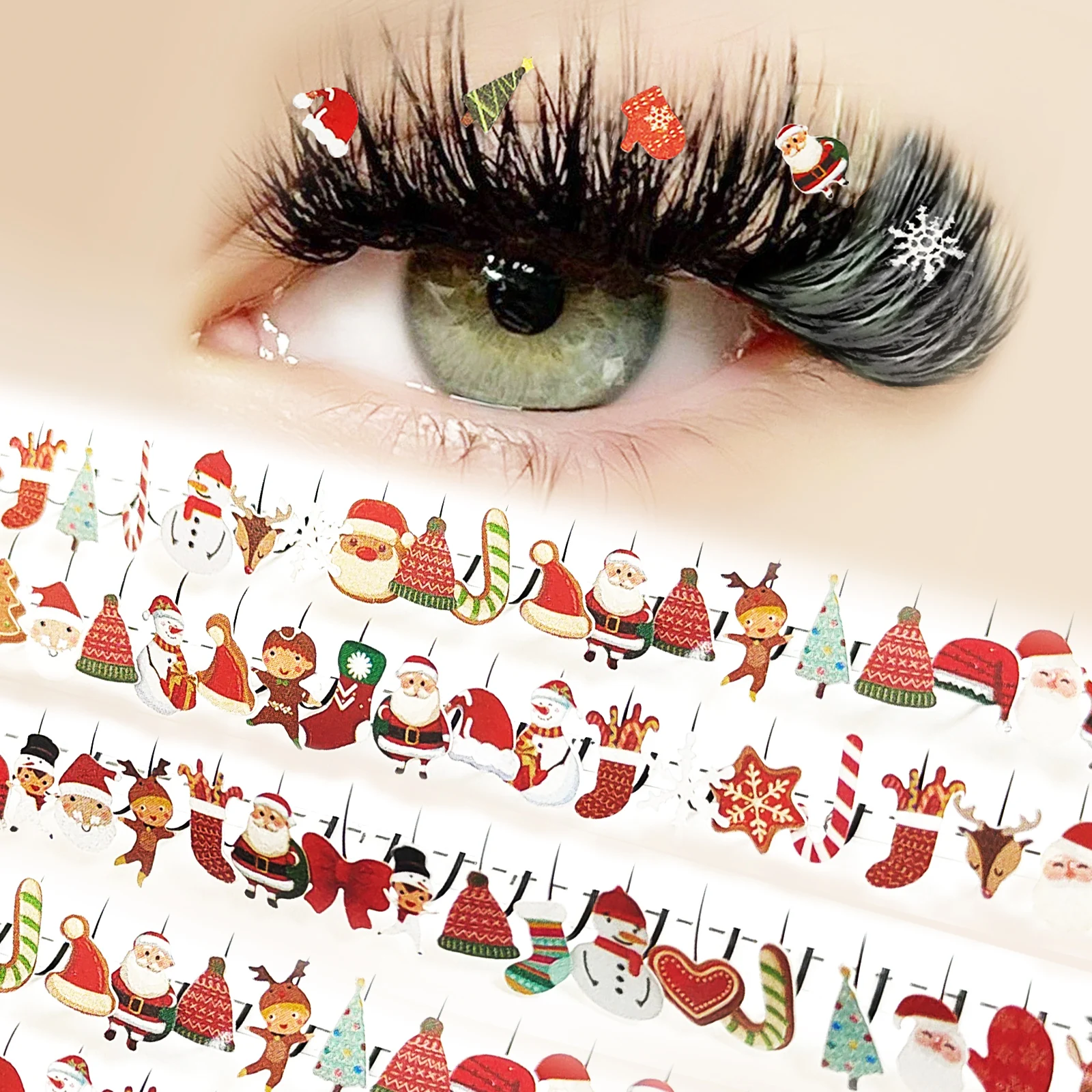 Honey Eyelash DIY Christmas Eyelashes Extensions Glitter A/M Snowflake Eyelashes False Lashes 10-15mm