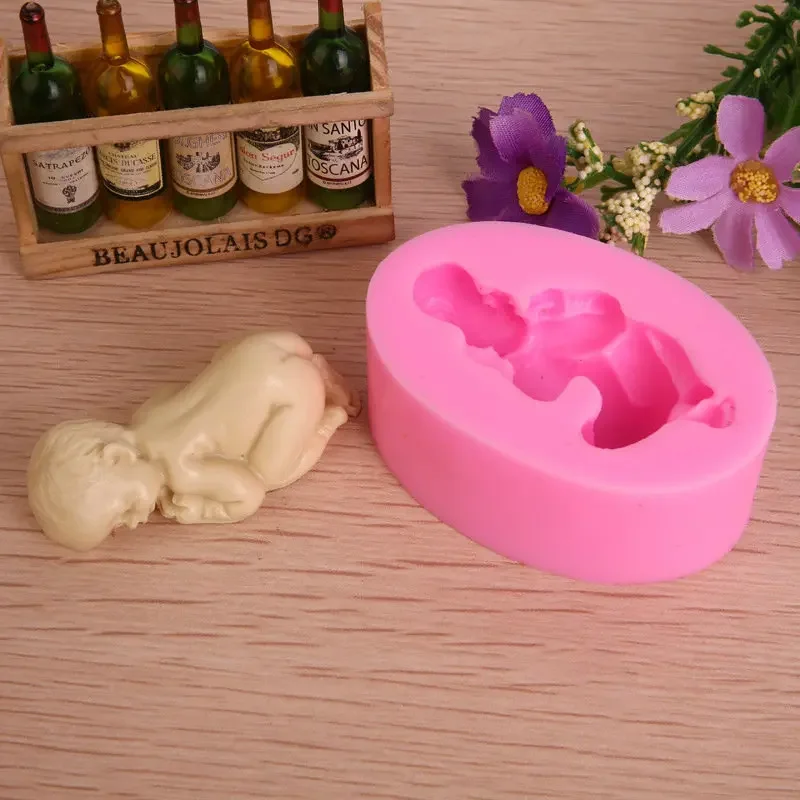 3D Sleeping Baby Doll Silicone Cake Mold Face Down Baby Party Fondant Cake Decorating Tools Cupcake Chocolate Baking Moulds