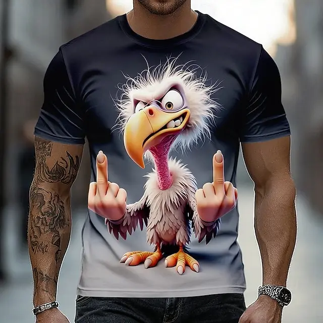 Lustiges, tierisch inspiriertes Sommer-T-Shirt mit 3D-Druck für Herren in Übergröße – schnell trocknend und atmungsaktiv, geeignet für den täglichen Gebrauch