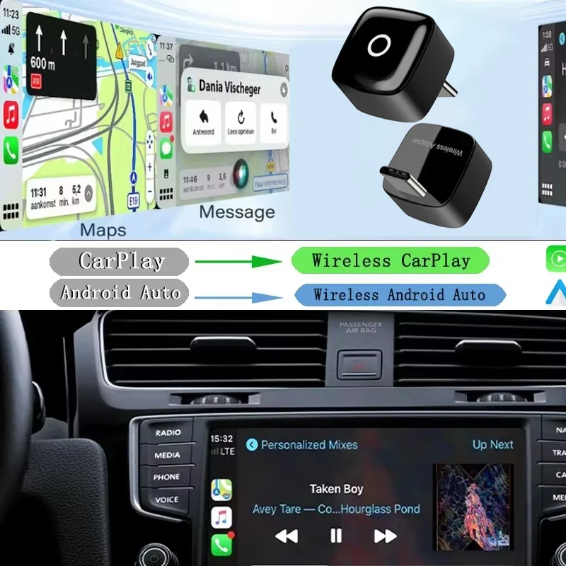 Skilldrive 2025 Adaptor CarPlay Nirkabel Yang Ditingkatkan Sistem Cerdas Kotak Pintar AI Otomatis Android Nirkabel untuk Mobil CarPlay Berkabel