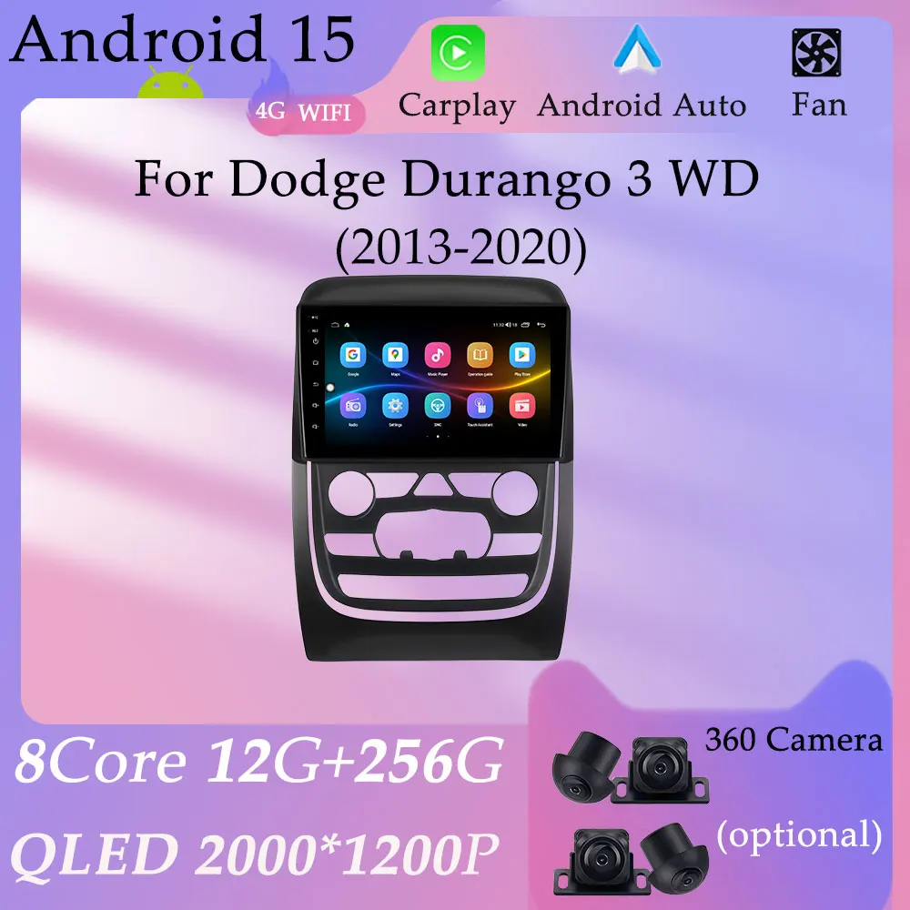 

HD Screen CarPlay Car Radio Video Audio Multimedia Player DSP Stereo for Dodge Durango 3 WD 2013 - 2020 Split Screen GPS Navi BT