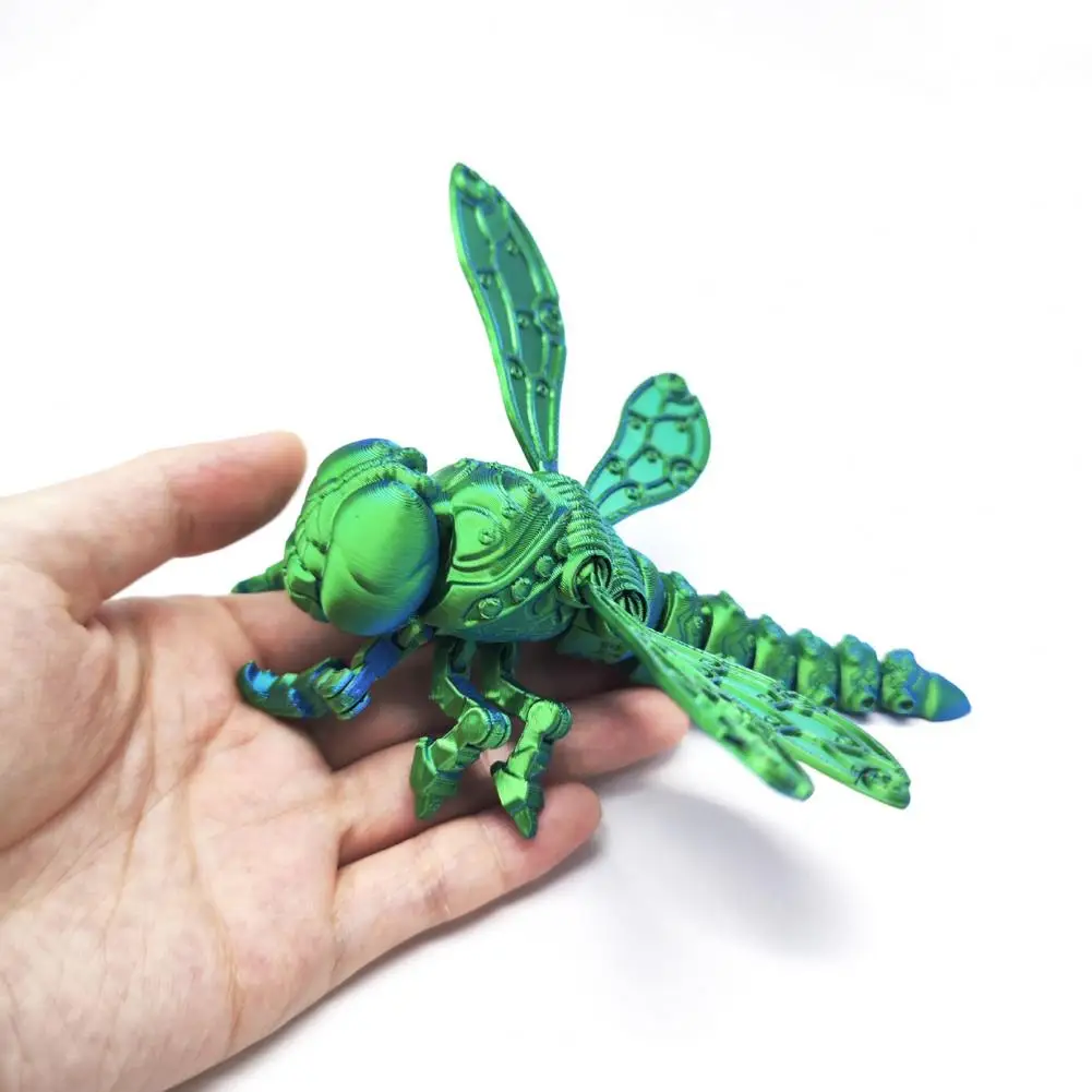 Movable Figures 3d Printed Dragonfly Figurine Articulated Model with Movable Joints Stress Relief Fidget Toy for Desk Decoration