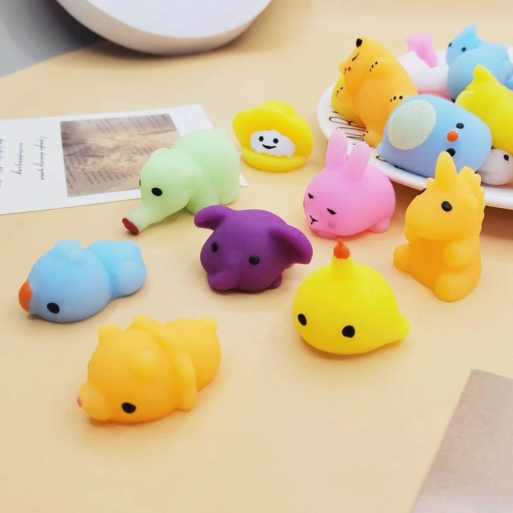 24PCS Mini Kawaii Squishies Mochi Stress Reliever Anxiety Toys Squishy Toy Party Favors for Kids Basket Fillers with Storage Box