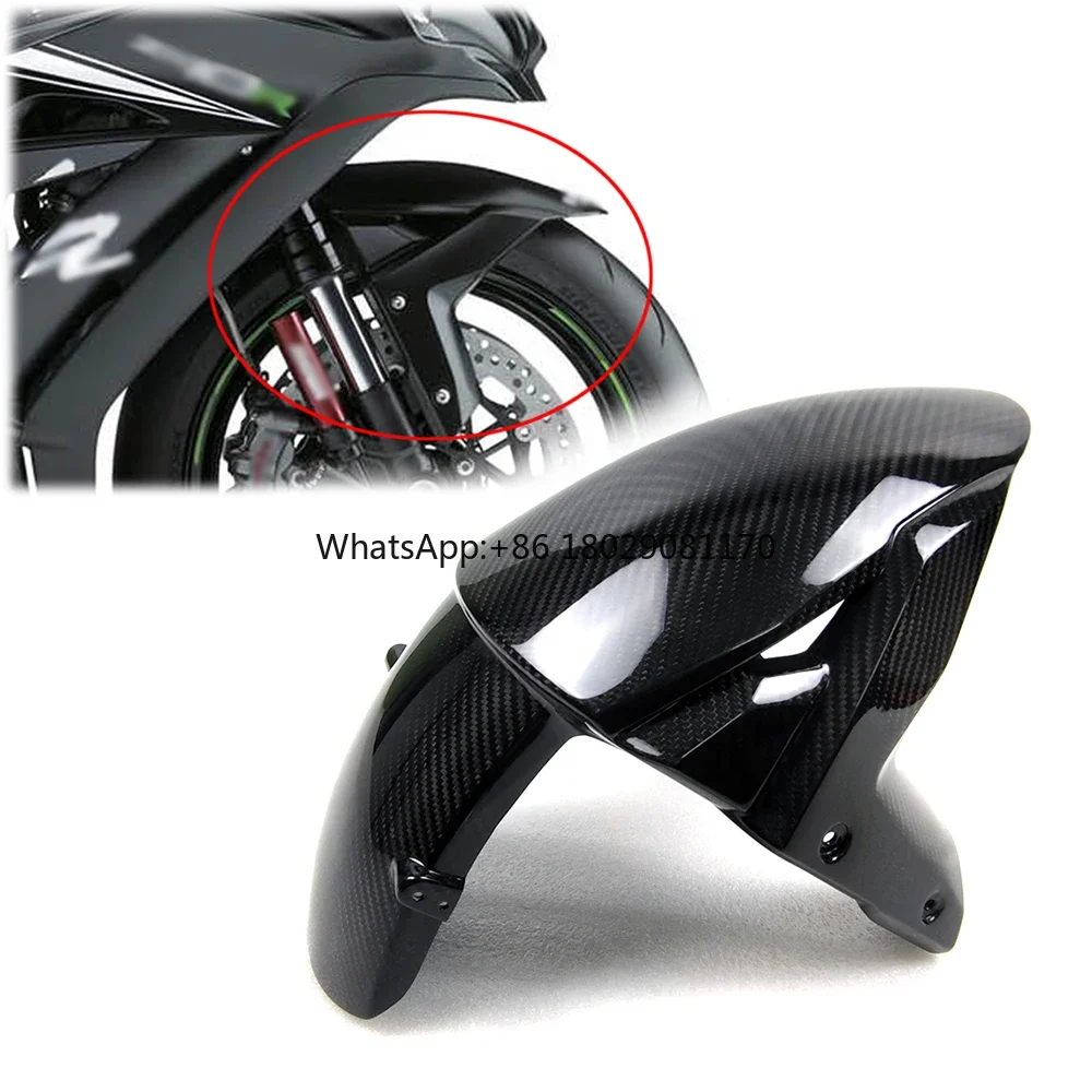 Fender dianteiro de fibra de carbono para motocicleta, pára-choque dianteiro, capa de pára-lamas de pneu, Kawasaki ZX10R, 2011-2021