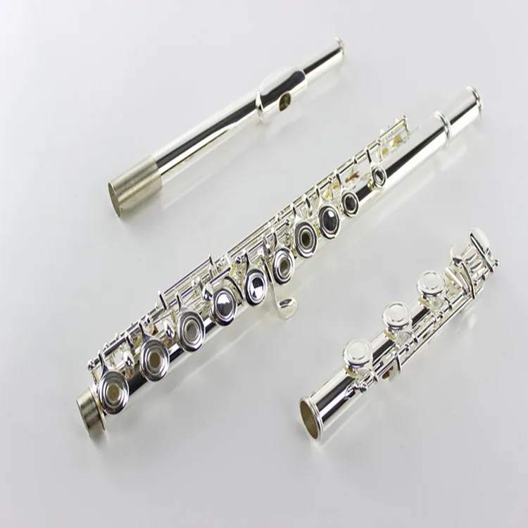[Silver Flute] Silver-plated flute 16-hole closed-cell C-key flute, copper B-tail E key Silver flute