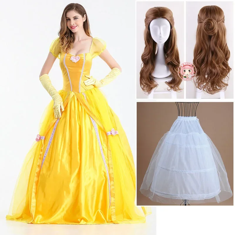 Anime Cosplay Halloween Belle Beauty and the Beast Costumes Women Adult Dresses Party Fancy Girls Long Princess Female dress