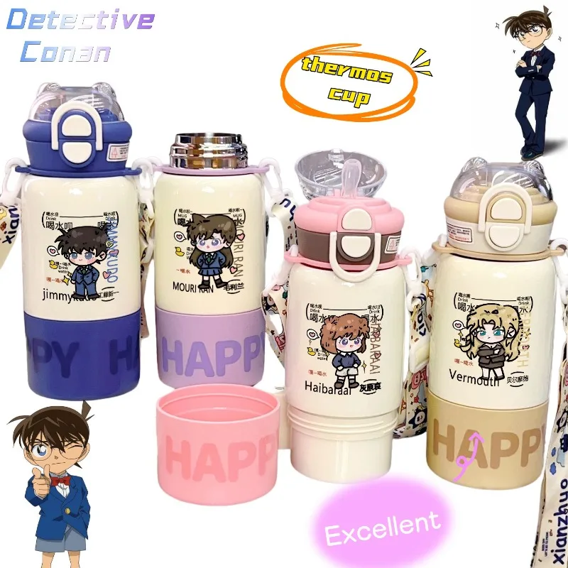 

Detective Conan Kaito Kid cartoon thermos cup, large capacity, portable stainless steel water cup with straw for students.