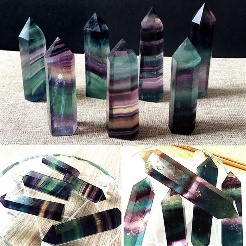 Colorful Fluorite Crystal Wand Trending Healing Stone Bestseller Polished Pointed Tower Popular Chakra Meditation Decor 2026