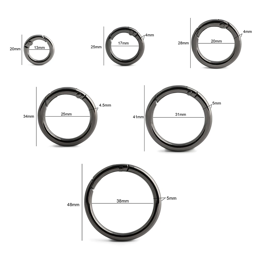 

20/40/100 шт. 13-38 мм Металлические пружинные кольца-карабины (O-образные) для кожаных изделий, сумок, ремней, пряжек, застежек, аксессуаров