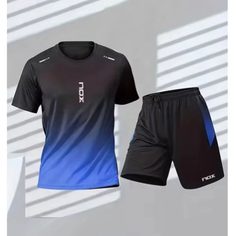 Tennis Badminton NOX Summer Tracksuit Set Men Clothing Gradient Short Sleeve Sports T-shirt Shorts 2 Piece Outfit Training Suits