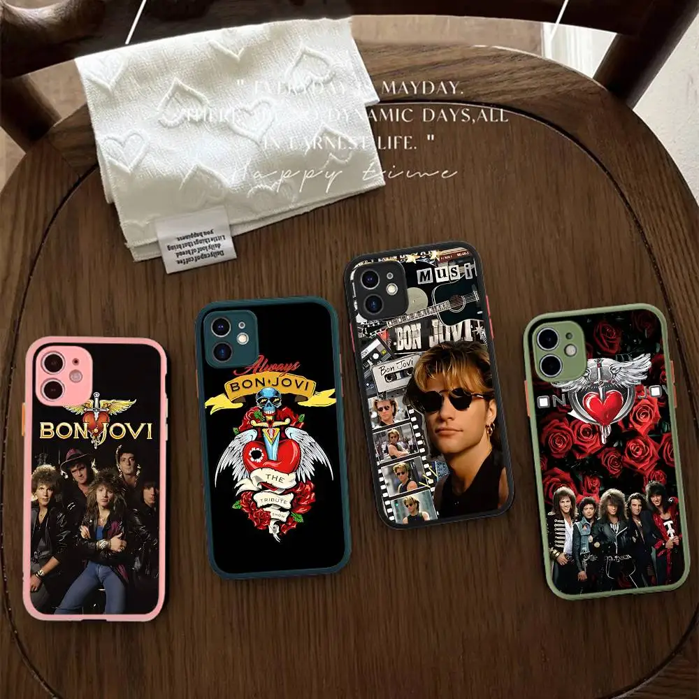 Funda de Teléfono Vintage B-Bon Rock Band J-Jovi para iPhone Air 16 15 14 Plus 13 12 11 Pro Max, Mate, Antigolpes, de Gel