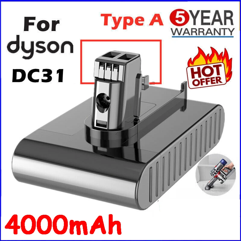 22.2V 4000mAh for Dyson DC35 DC45 DC31 DC34 DC44 DC31 Animal DC35 Animal 917083-01 Li-ion Vacuum Battery (Type A)