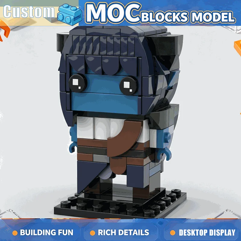 163 Parts MOC Blue Hair Anime Girl Figure Model Custom Building Blocks Educational DIY Assembly Toy Creative Collectible Gifts