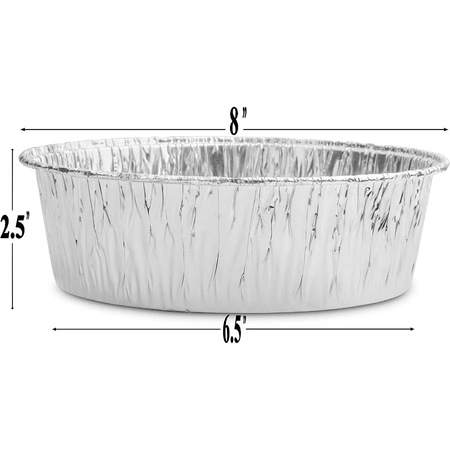 مقلاة كعكة مستديرة من الألومنيوم متينة وعميقة للغاية مقاس 8 بوصة للاستعمال مرة واحدة للخبز والتجميد والتخزين مثالية لبطانة الفرن الهولندية