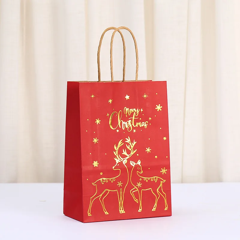 StoBag, Reusable Gold Foil Christmas Paper Gift Tote Bags, Luxury Holiday party supplies, packing candy goodies, 12/30pcs