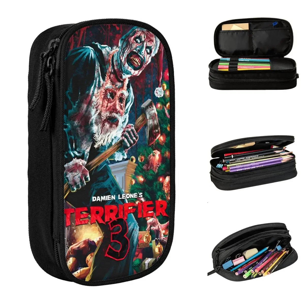 

Terrifier Horror Clown Pencil Cases Pencilcases Pen Box for Student Large Storage Bag Office Gifts Stationery